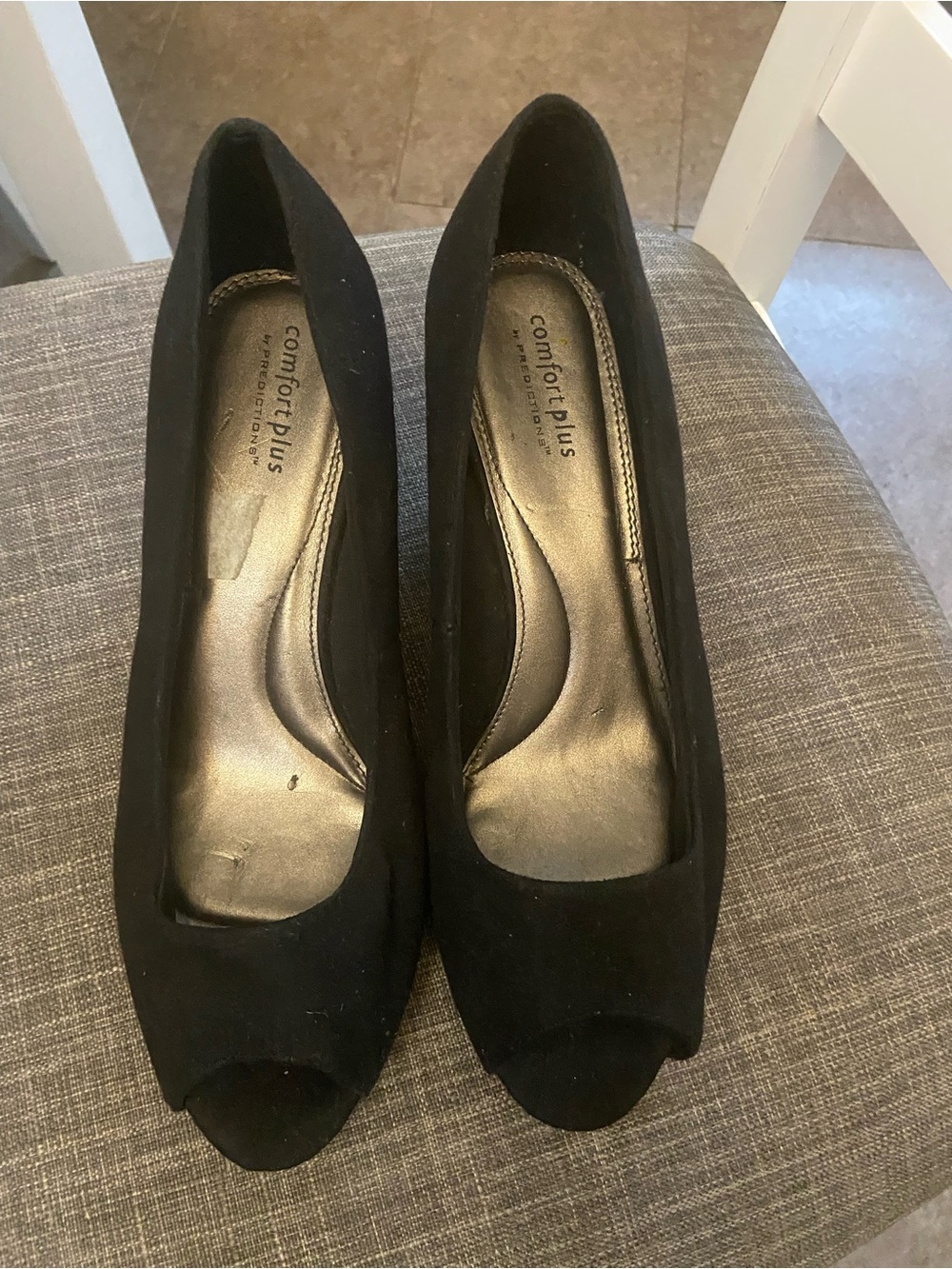 comfort plus by Predictions Black Peep Toe Heels